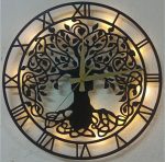 Hayat Ağacı Tasarımlı Işıklı Duvar Saati 50x50 cm - Görsel 2