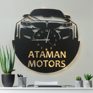 BMW İsimli ve Işıklı Duvar Saati