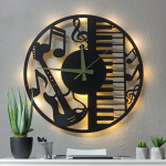 Müzik Temalı Işıklı Duvar Saati - Görsel 6