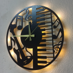 Müzik Temalı Işıklı Duvar Saati - Görsel 5