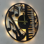 Müzik Temalı Işıklı Duvar Saati - Görsel 7