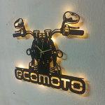 Motosiklet Tasarımlı Kişiye Özel İsim Işıklı Duvar Saati 50 cm - Görsel 2