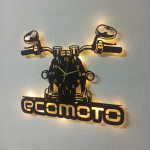 Motosiklet Tasarımlı Kişiye Özel İsim Işıklı Duvar Saati 50 cm - Görsel 5