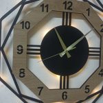 Sekizgen Sonoma Renkli Işıklı Duvar Saati - Black Dekor 50x50 cm - Görsel 2