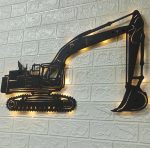 Ekskavatör Tasarımlı Işıklı Duvar Tablosu 40x40 cm - Görsel 3