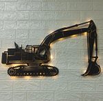 Ekskavatör Tasarımlı Işıklı Duvar Tablosu 40x40 cm - Görsel 2