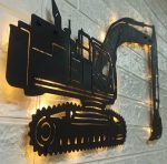 Ekskavatör Tasarımlı Işıklı Duvar Tablosu 40x40 cm - Görsel 4