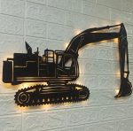 Ekskavatör Tasarımlı Işıklı Duvar Tablosu 40x40 cm - Görsel 5