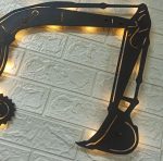 Ekskavatör Tasarımlı Işıklı Duvar Tablosu 40x40 cm - Görsel 6