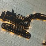 Ekskavatör Tasarımlı Işıklı Duvar Tablosu 40x40 cm - Görsel 7