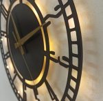 Kare Desenli Rakamlı Işıklı Duvar Saati 50x50 cm - Görsel 5