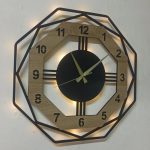 Sekizgen Sonoma Renkli Işıklı Duvar Saati - Black Dekor 50x50 cm - Görsel 3