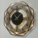 Sekizgen Sonoma Renkli Işıklı Duvar Saati - Black Dekor 50x50 cm - Görsel 4