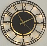 Kare Desenli Rakamlı Işıklı Duvar Saati 50x50 cm - Görsel 2