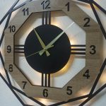 Sekizgen Sonoma Renkli Işıklı Duvar Saati - Black Dekor 50x50 cm - Görsel 5