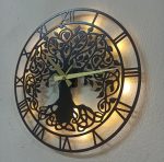Hayat Ağacı Tasarımlı Işıklı Duvar Saati 50x50 cm - Görsel 4
