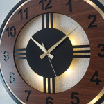 Ahşap Desenli Işıklı Modern Duvar Saati 50x50 cm - Görsel 7