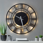 Işıklı Roma Rakamlı Duvar Saati - Modern Dekoratif Saat 50x50 cm