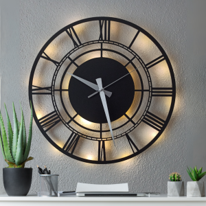 Işıklı Roma Rakamlı Duvar Saati - Modern Dekoratif Saat