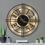 Modern Tasarımlı Işıklı Şık Duvar Saati 50x50 cm