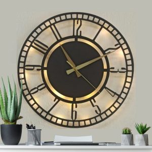 Kare Desenli Rakamlı Işıklı Duvar Saati