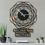 Sekizgen Tasarımlı İsime Özel Işıklı Duvar Saati