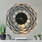Sekizgen Tasarımlı Işıklı Duvar Saati 40x40 cm