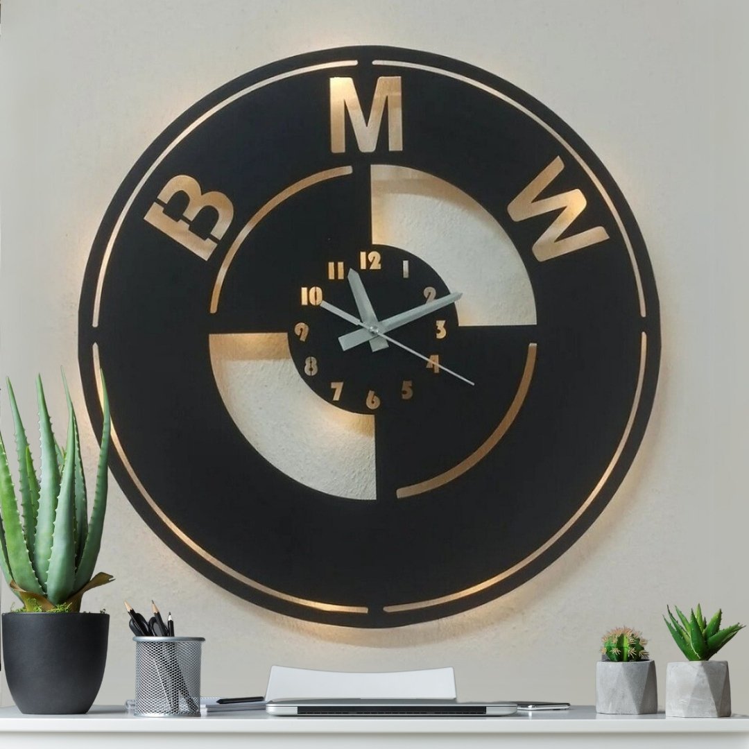 adsiz-tasarim-2024-12-08t190738-897 Bmw Logosu Tasarımlı Işıklı Duvar Saati - Görsel 1