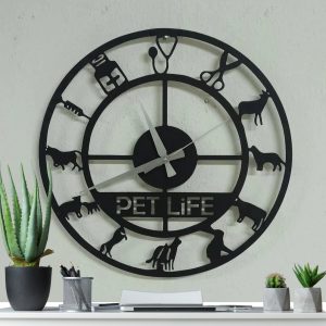Veteriner Kliniğine İsimli Duvar Saati 40x40 cm