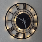 Işıklı Roma Rakamlı Duvar Saati - Modern Dekoratif Saat 50x50 cm - Görsel 2