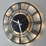 Işıklı Roma Rakamlı Duvar Saati - Modern Dekoratif Saat 50x50 cm - Görsel 3