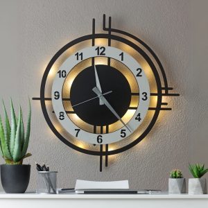 Beyaz Renkli Işıklı Çember Duvar Saati - Modern Şık Tasarım