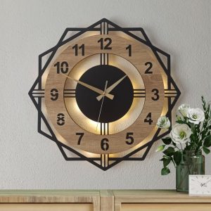 Sonoma Renkli Işıklı Duvar Saati - Geometrik Modern Saat