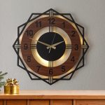 Ceviz Renkli Işıklı Duvar Saati - Geometrik Modern Saat