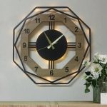 Sekizgen Sonoma Renkli Işıklı Duvar Saati - Black Dekor 50x50 cm