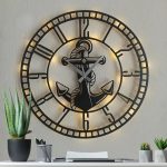 Denizci Çapası Duvar Saati, Ofis Duvar Saati 50x50 cm