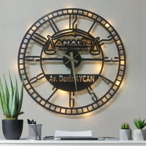 Kişiye Özel Avukat Temalı Işıklı Duvar Saati – Şık ve Modern
