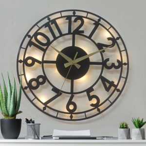LED Işıklı Klasik Duvar Saati - Dekoratif ve Şık Tasarım