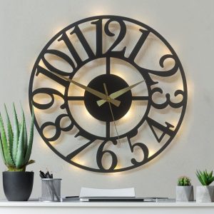 Klasik LED Işıklı Duvar Saati - Dekoratif ve Şık Tasarım