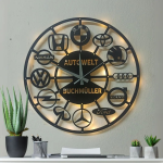 Araba Markalarından Oluşan Işıklı ve İsime Özel Duvar Saati - Görsel 2