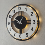 Modern Beyaz ve Siyah Işıklı Modern Duvar Saati - Görsel 2