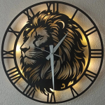 Aslan Tasarımlı Işıklı Duvar Saati - Şık ve Dekoratif Saat 50x50 cm - Görsel 4