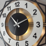 Beyaz Renkli Işıklı Duvar Saati - Geometrik Modern Saat - Görsel 5