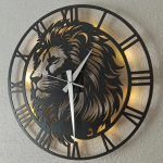 Aslan Tasarımlı Işıklı Duvar Saati - Şık ve Dekoratif Saat 50x50 cm - Görsel 2