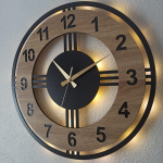 Modern Sonoma Işıklı Dekoratif Duvar Saati 50x50 cm - Görsel 3