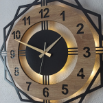 Sonoma Renkli Işıklı Duvar Saati - Geometrik Modern Saat 50x50 cm - Görsel 6