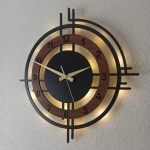 Ceviz Renkli Çember Tasarımlı Işıklı Duvar Saati - Görsel 4