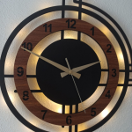 Ceviz Renkli Çember Tasarımlı Işıklı Duvar Saati - Görsel 3