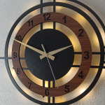 Ceviz Renkli Çember Tasarımlı Işıklı Duvar Saati - Görsel 6