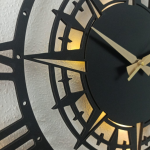 Pusula Tasarımlı Işıklı Duvar Saati - Dekoratif Saat - Görsel 6